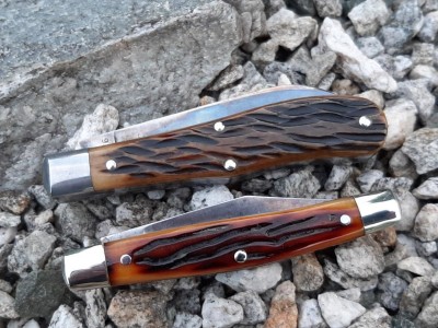 GEC #92 Eureka Jack antique bone - Schrade USA 33 OT jeffin bone