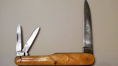 Rather &amp; Co. gunstock whittler, celluloid
