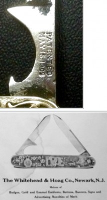Top: Secondary Blade &amp; Tool Tang Stamp, <br />The Other Side.<br />Bottom: The 1912, Whitehead &amp; Hoag Ad.