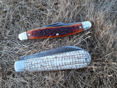 Schrade 61 OT Jeffinn bones - Northwoods #86 Heritage frosted mini wheats micarta