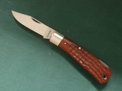 Aurum Red Jigged Wood Lock Back with Fox Blade Etch
