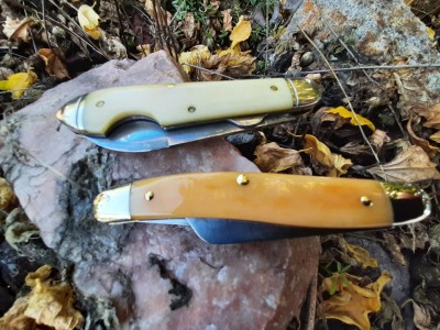 Northfield 852113 Bullet ivory bone - Schrade 893 Serpentine Jeffin autumn gold bone
