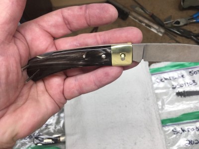 Schrade 5ot with streaked after buffalo horn handles