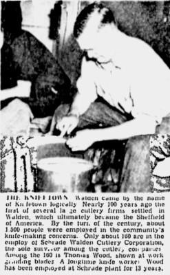 Article Picture B.<br />Colonel Thomas W. Bradley, New York Knife Company, <br />Official Boy Scout Knife, Walden Knife Factory, <br />Keen Kutter Knives, Schrade Walden Cutlery Company, <br />J. Louis Schrade, New York Knife Works And<br />Schrade Walden Cutlery Corporation Are Mentioned<br />In The Article And In The Picture Captions.