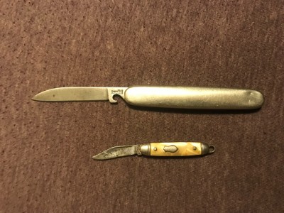 Imperial trick knife and a little mystery keychain knife.  Tang says USA.