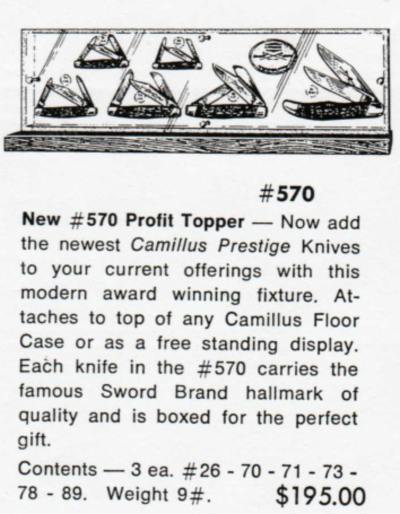 Camillus #570 "Profit Topper:, attaches to the top of other displays.