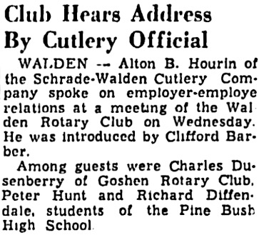 Schrade Walden Cutlery Company Mentioned.