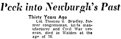 Colonel Thomas W. Bradley Mentioned.<br />Thirty Years Ago Would Make It June 1920.