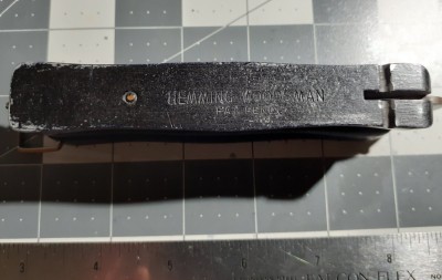 The only marking, on the flat inside of the handle. I don't know if they ever had their patent granted. Bontgen &amp; Sabin patented a butterfly knife in the US in the 1880s. Maybe the patent just covered the style of latch, which may well have been original.
