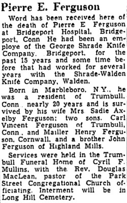 Obituary-<br />George Schrade Knife Company Mentioned-<br />Schrade Walden Knife Company Mentioned.