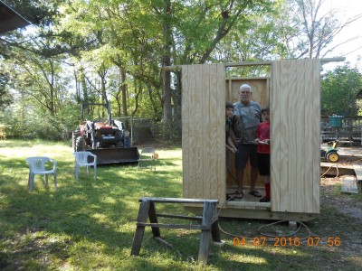 Almost done, boys had to leave before we built the door, installed the windows and the roof.