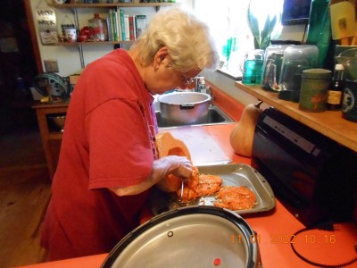 Removing the seeds.