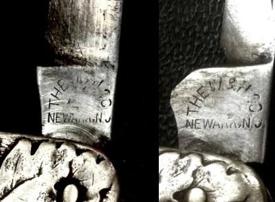 Left - The Main Blade Front Tang Stamp.<br />Right -The Secondary Blade Front Tang Stamp.