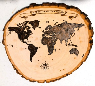 The words mean "A representation of the world"