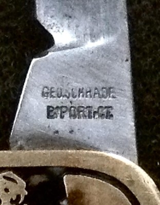 The Main Blade Front Tang Stamp.