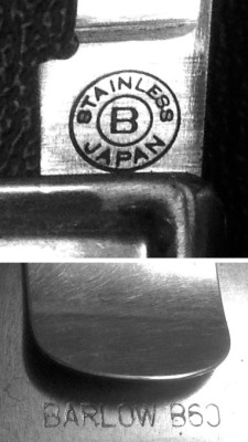 Top - The Main Blade Front Tang Stamp.<br />Bottom - The Stamp Below The Clip.