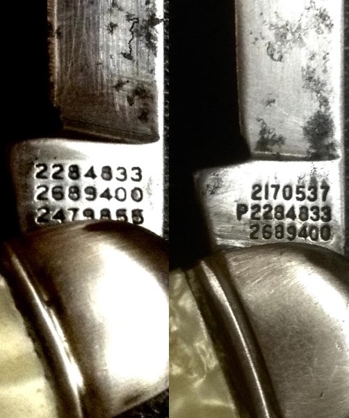 The Secondary Blades Front Tang Stamps (different).