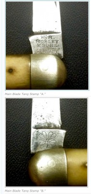 Top - The Main Blade Front Tang Stamp.<br />Bottom - The Main Blade Back Tang Stamp.