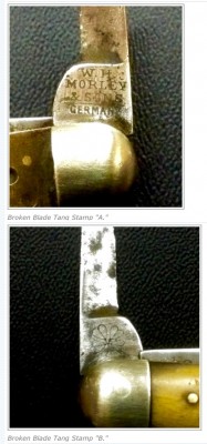 Top - The Broken Blade Front Tang Stamp.<br />Bottom - The Broken Blade Back Tang Stamp.