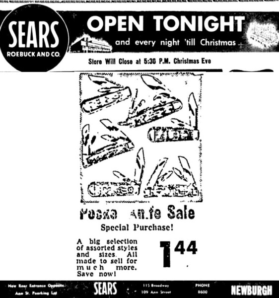 Sears Pocket Knives Ad.
