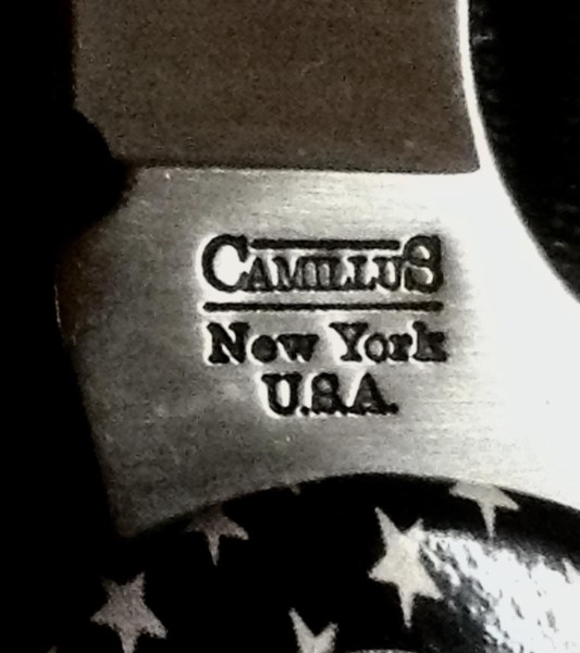 The Main Blade Front Tang Stamp.<br />CAMILLUS 903F-&quot;Ol' Glory&quot; Series<br />Pocket Knife #15.