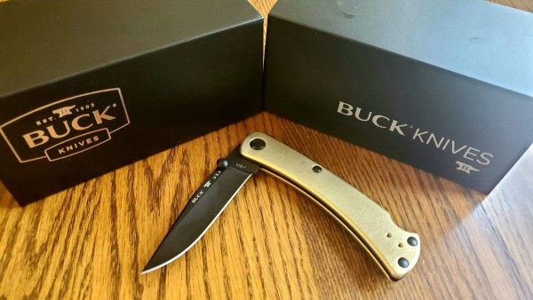 Buck Model 110 Slim Pro TRX, 3V Blade, Brass Scales, Cerakoted Blade and Clip