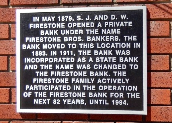 Firestone Brothers Bankers Marker.<br />Photographed By Cosmos Mariner, August 30, 2016.