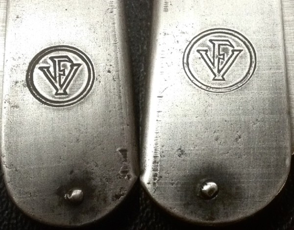 Left - The Stamp On The Main Handle Side.<br />Right - The Stamp On The Other Handle Side.