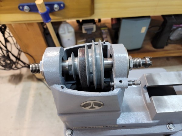 Completed spindle assy. with a nut on each end now, keeping the bearings tight and aligned.