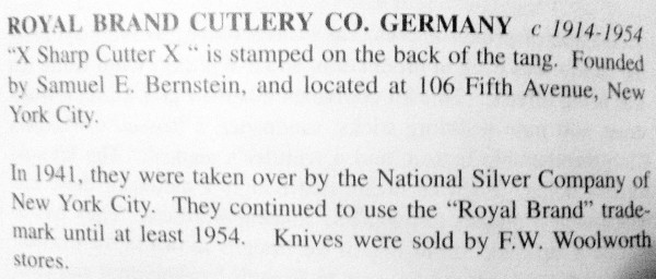 GOINS Description (1998 Edition).<br />This Pocket Knife Does NOT Have "X Sharp Cutter X" <br />Stamped Or Marked Anywhere On It.
