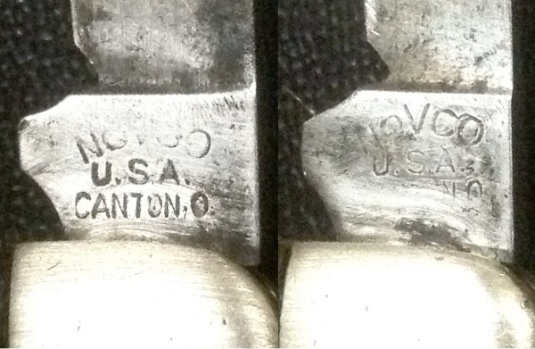 Left - The Main Blade Front Tang Stamp.<br />Right - The Secondary Blade Front Tang Stamp.