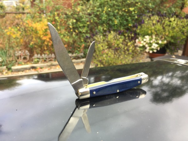 Schrade 33ot with blue linen Micarta handles
