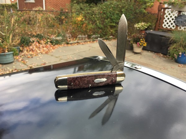 Short Line Camillus 23 with Stabilized, Dyed, Buckeye Burl Handles