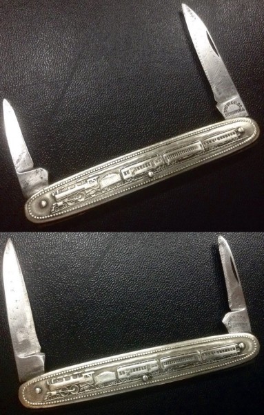 W &amp; H. (Whitehead &amp; Hoag) #1<br />Tang Stamp(s)=?<br />Top - The Main Handle Side. (Train)<br />Bottom - The Other Handle Side. (Train)