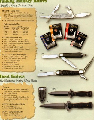 Folding Military knives and the Camillus Boot Knives