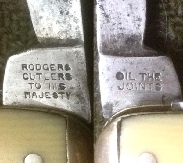 Left - The Secondary Blade Front Tang Stamp.<br />Right - The Secondary Blade Back Tang Stamp.
