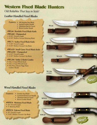 Fixed Blade hunters.  Aluminum pommels and guards, stacked leather handles,