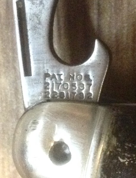 The Cap Lifter Or Bottle Opener Front Tang Stamp.