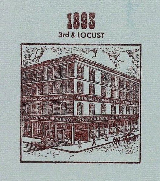 Printers' Cut Of The Old Con P. Curran Office Building <br />At 3RD And Locust, In Downtown St. Louis, Circa 1893.<br />This Is NOT My Item. This Is NOT My Picture.