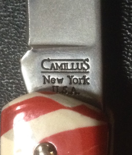The Main Blade Front Tang Stamp.<br />CAMILLUS 907F-&quot;Ol' Glory&quot; Series<br />Pocket Knife #37.