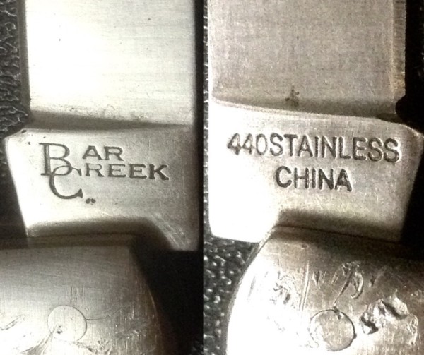 Picture #5.<br />See Description Pocket Knife #1.<br />Left - The Main Blade Front Tang Stamp.<br />Right - The Main Blade Back Tang Stamp.