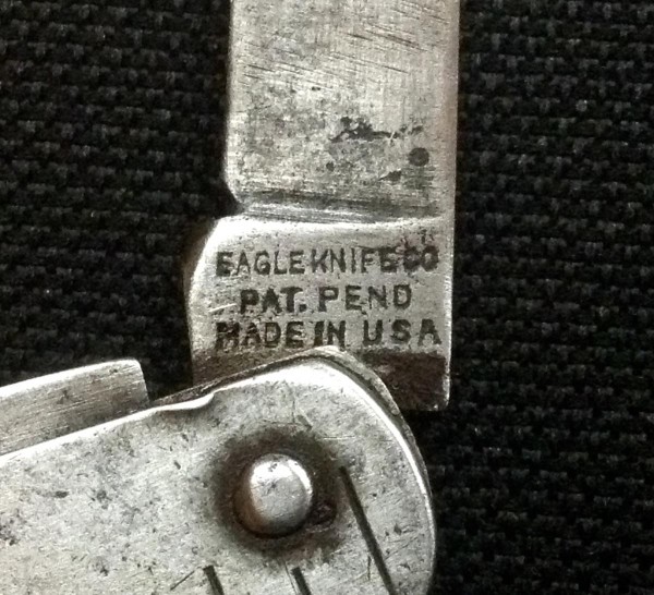 The Main Blade Front Tang Stamp Of My Other EAGLE KNIFE COMPANY, <br />"SCOUT KNIFE." It Is Different.