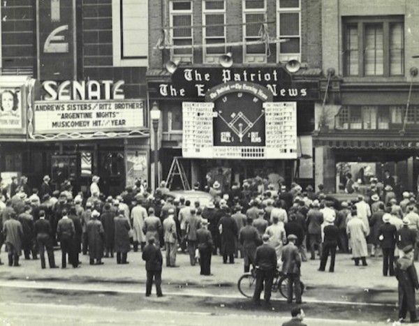 Circa 1940.<br />The 1940 World Series, Detroit Tigers (lineup on the left), <br />Cincinnati Reds (lineup on the right).<br />NOT My Picture, NOT My Item.