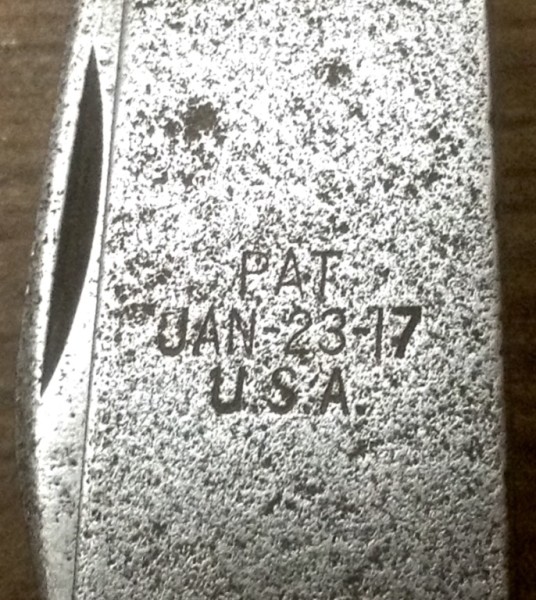 The Patent Date Handle Stamp.