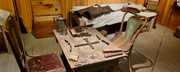 In the bunkhouse diorama