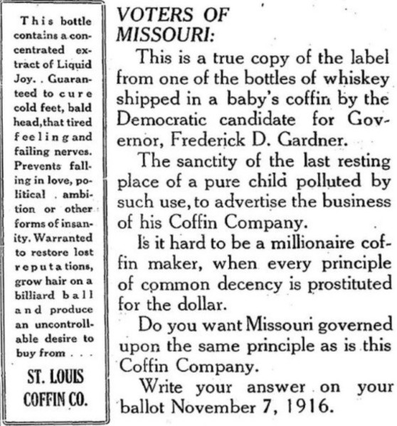 An Election Ad. Circa 1916.<br />NOT My Item(s). NOT My Picture(s).