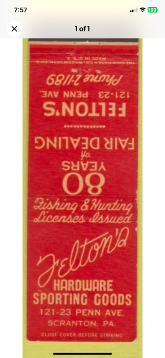 Matchbook cover from company