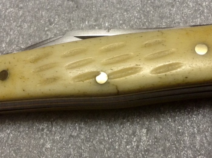 The Main Handle Side, Center Pin. - &quot;JIGGING THROUGH THE HANDLE PINS.&quot;<br />A Not So Good Example.
