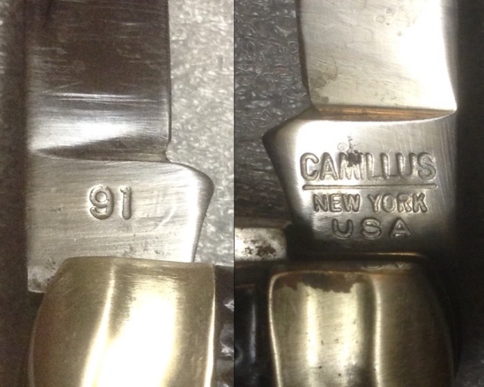 Left - The Third Blade Front Tang Stamp.<br />Right - The Third Blade Back Tang Stamp.