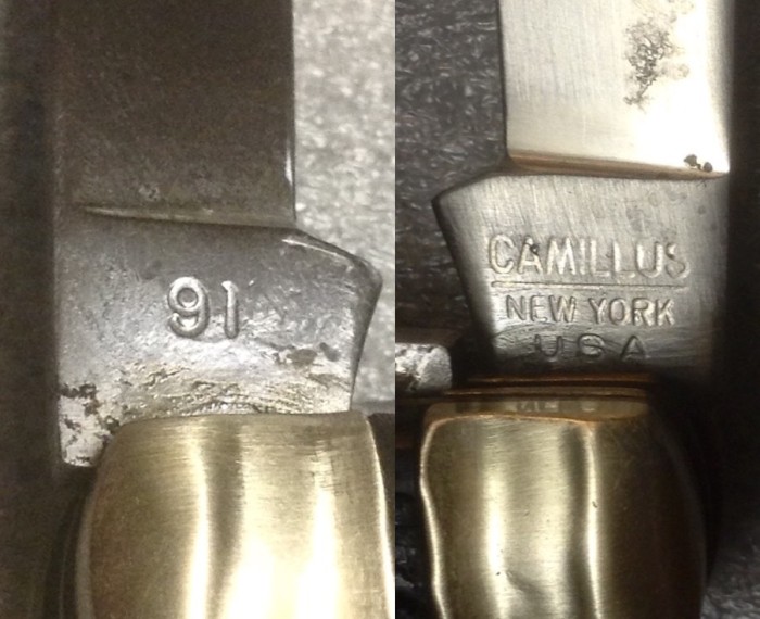 Left - The Main Blade Front Tang Stamp.<br />Right - The Main Blade Back Tang Stamp.